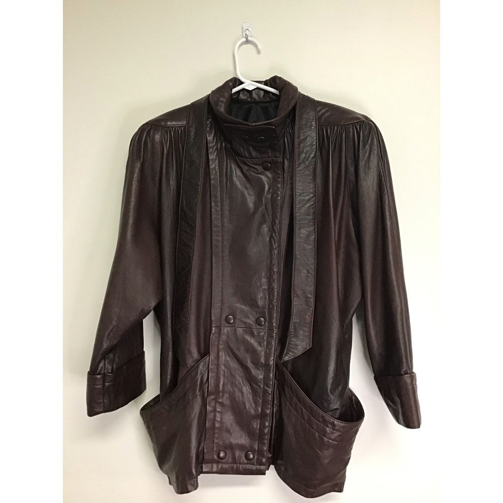 Medici Mahogany Leather‎ Jacket Women's UK Size 14 Vintage